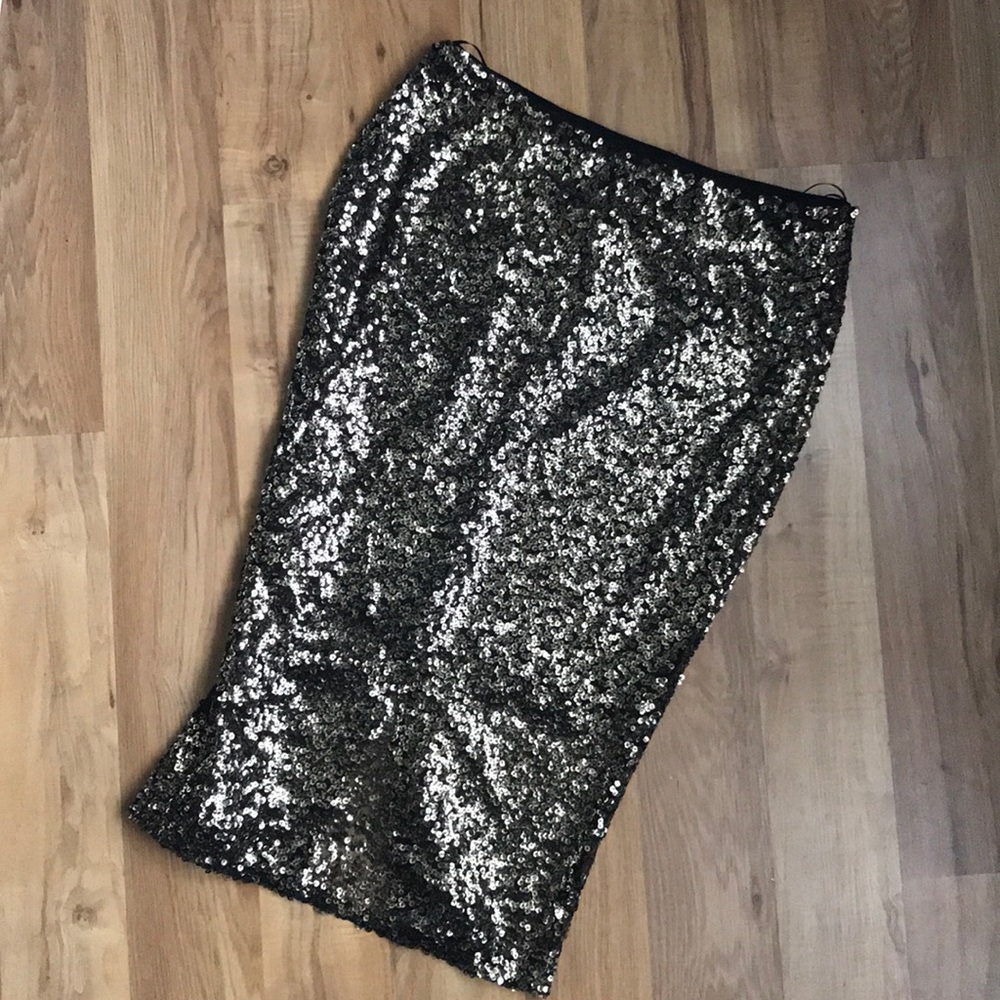 Skies Are Blue Gold Sequin Skirt Size S